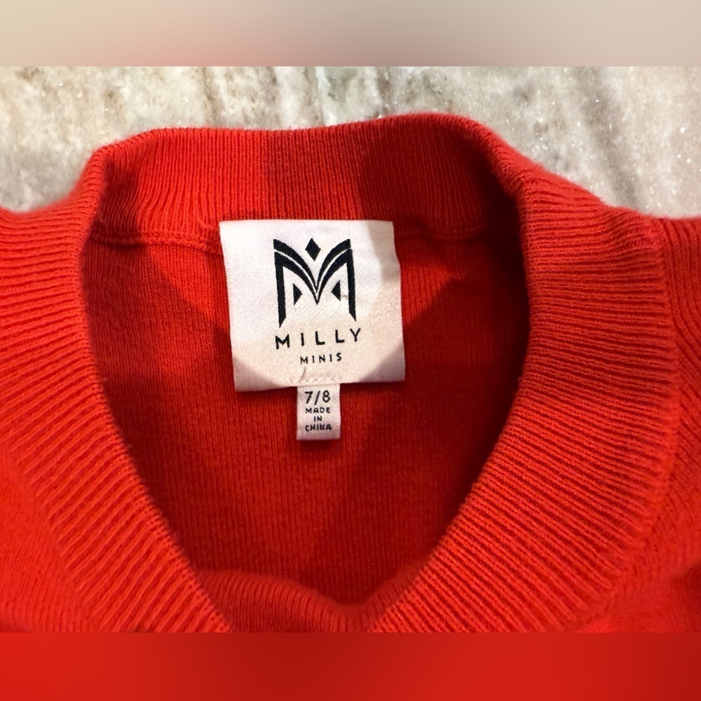 Girls MILLY MINIS Red Fit & Flare Ribbed long sleeve dress- Size 7/8 - Picture 4 of 6